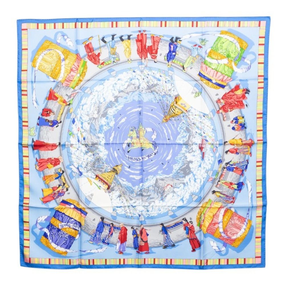 HERMES Blue Silk Scarf